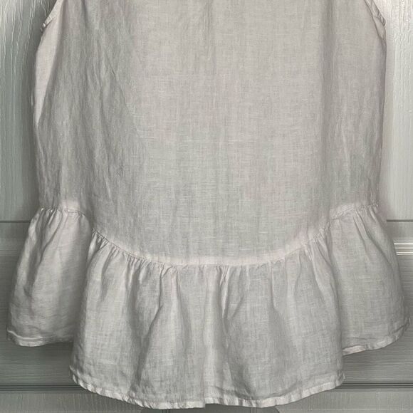 Catherine Maldonado Sz S Sleeveless Linen Blouse White - Picture 7 of 8
